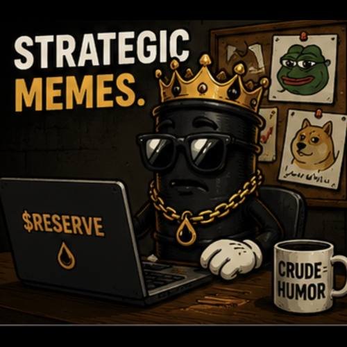 Barrel King at laptop with Pepe and Doge memes pinned to wall and Crude Humor mug — Strategic Memes
